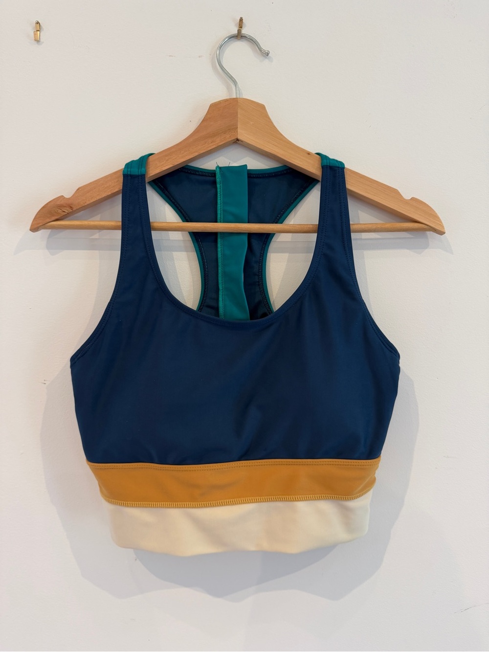 Nani Swimwear Cutback Crop - Navy, Mustard & Cream